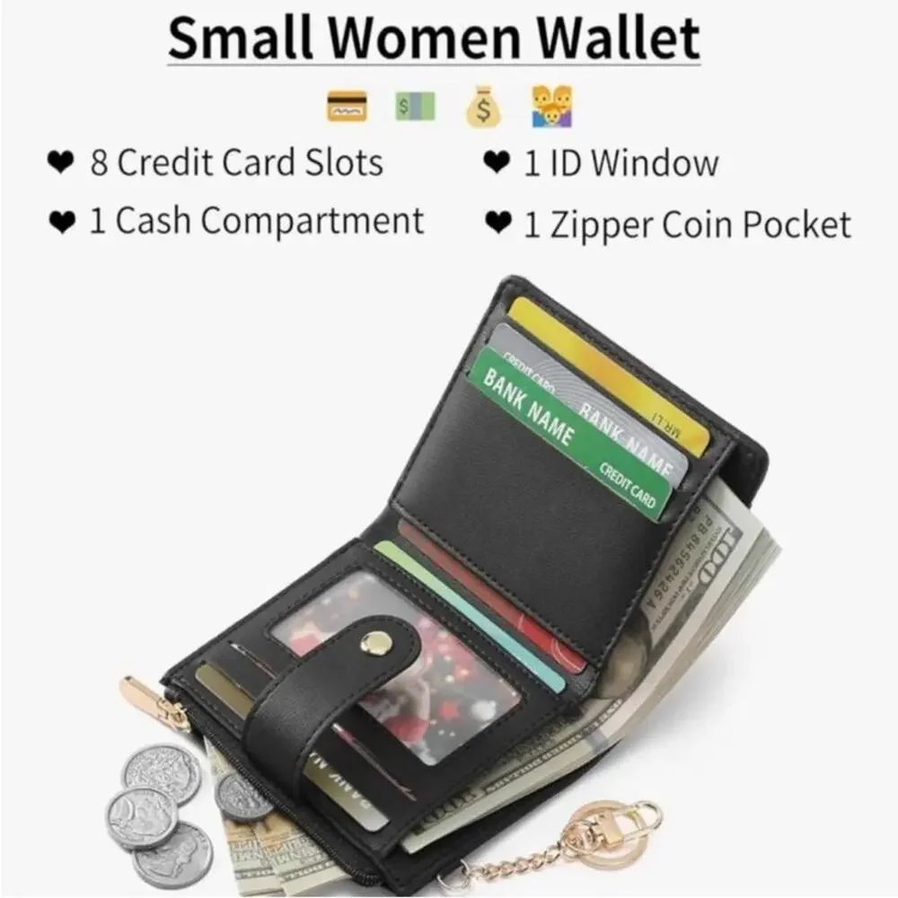 NWT Black Quilted Wallet with Gold Accents